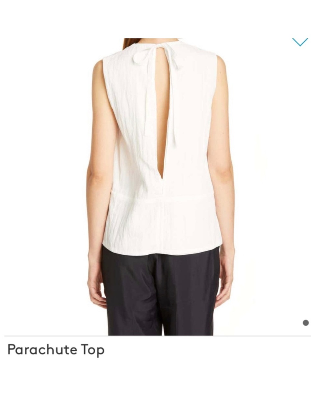 Helmut Lang White Sleeveless Split Tie-Back Parachute Top